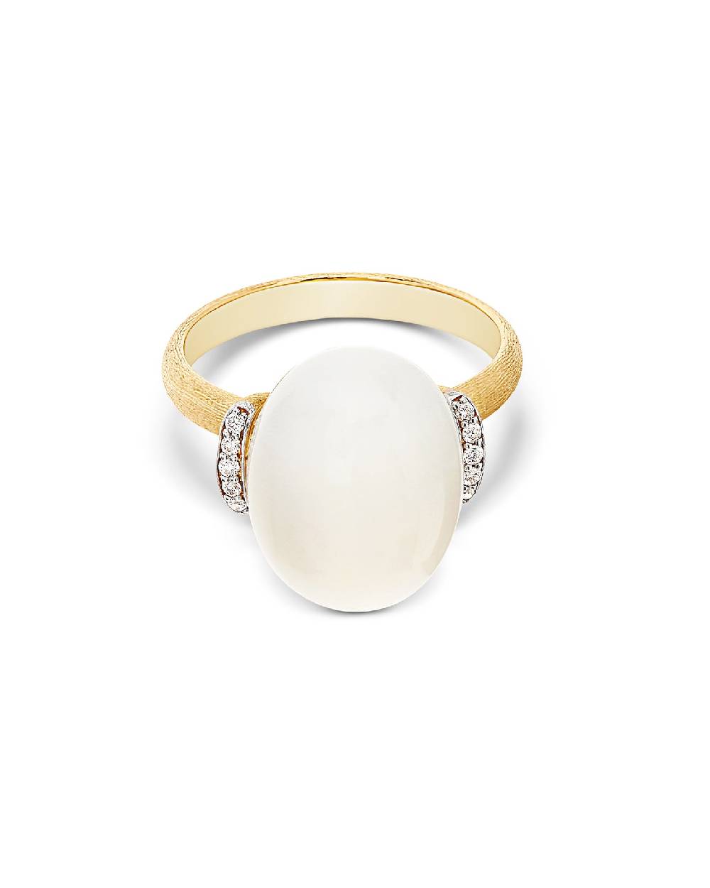 Nanis Anello "WHITE DESERT" in oro, diamanti e pietra di luna (grande) – Nanis Italian Jewels 2025