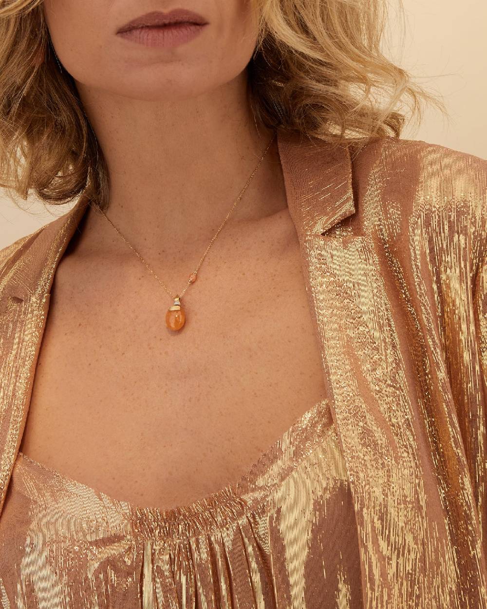 Nanis Collana "PETRA" in oro e avventurina arancione (corta) – Nanis Italian Jewels Vendita