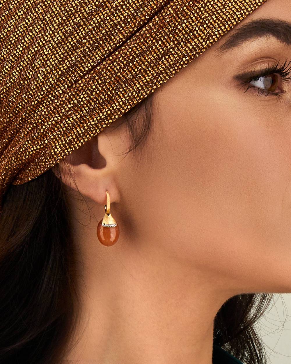 Nanis Orecchini ciliegine "PETRA" pendenti in oro, avventurina arancione e d – Nanis Italian Jewels Spedizione Gratuita