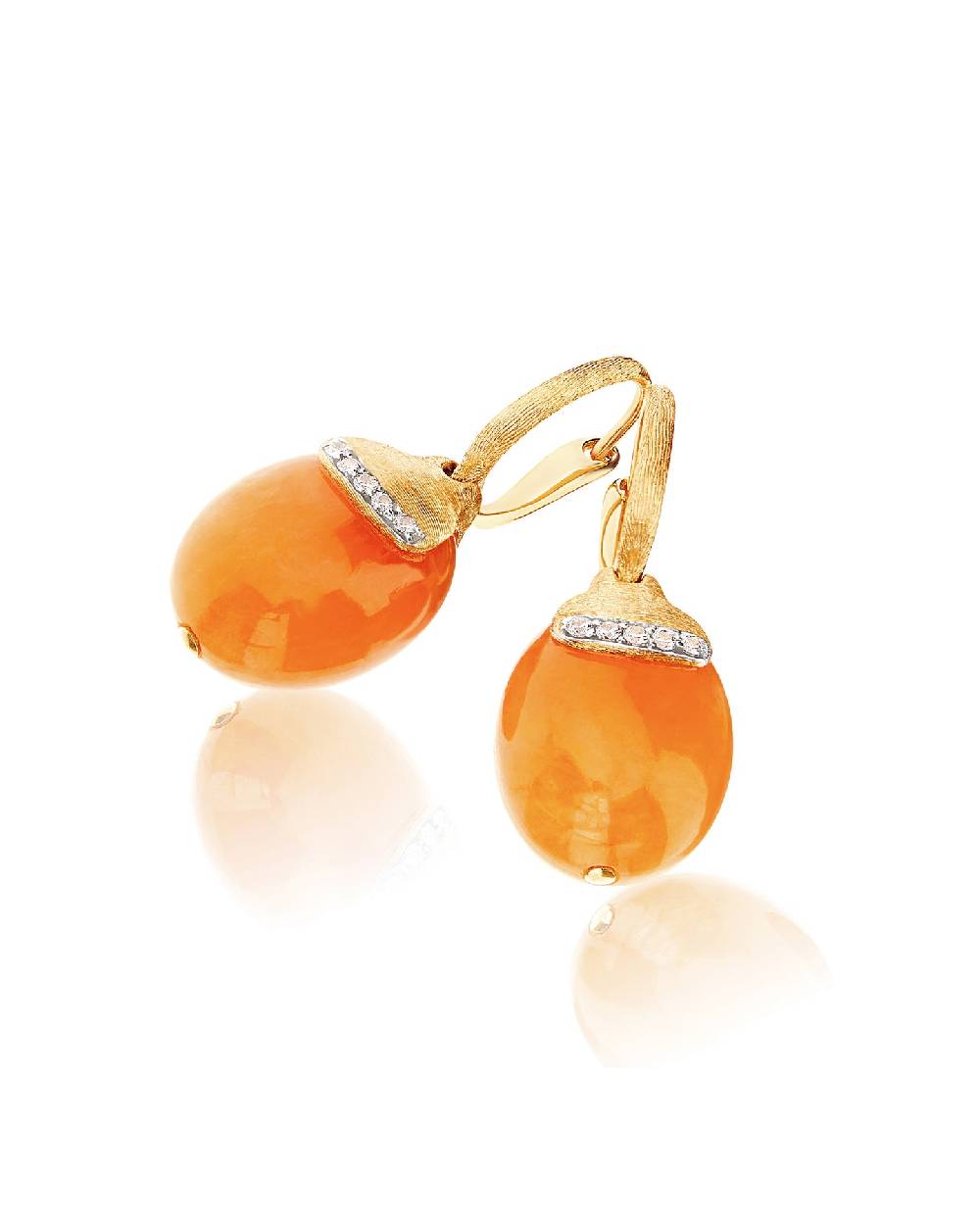 Nanis Orecchini ciliegine "PETRA" pendenti in oro, avventurina arancione e d – Nanis Italian Jewels Spedizione Gratuita