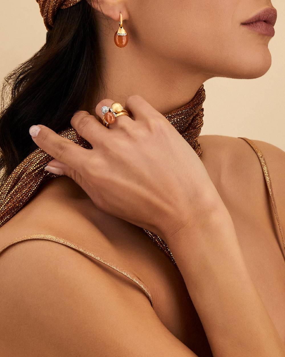 Nanis Orecchini ciliegine "PETRA" pendenti in oro, avventurina arancione e d – Nanis Italian Jewels Spedizione Gratuita
