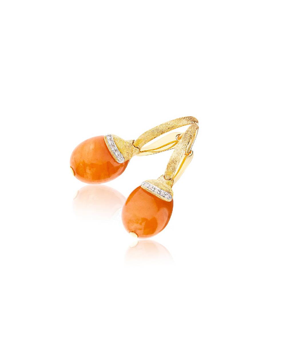 Nanis Orecchini ciliegine "PETRA" pendenti in oro, avventurina arancione e d – Nanis Italian Jewels Pezzi Unici
