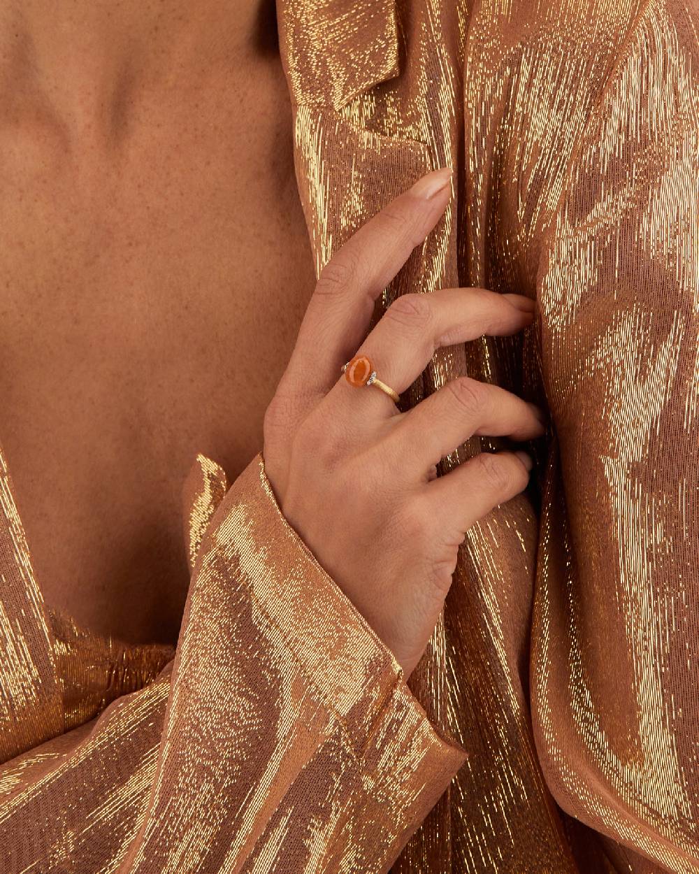 Nanis Anello "PETRA" in oro, diamanti e avventurina arancione (piccolo) – Nanis Italian Jewels Qualità Garantita