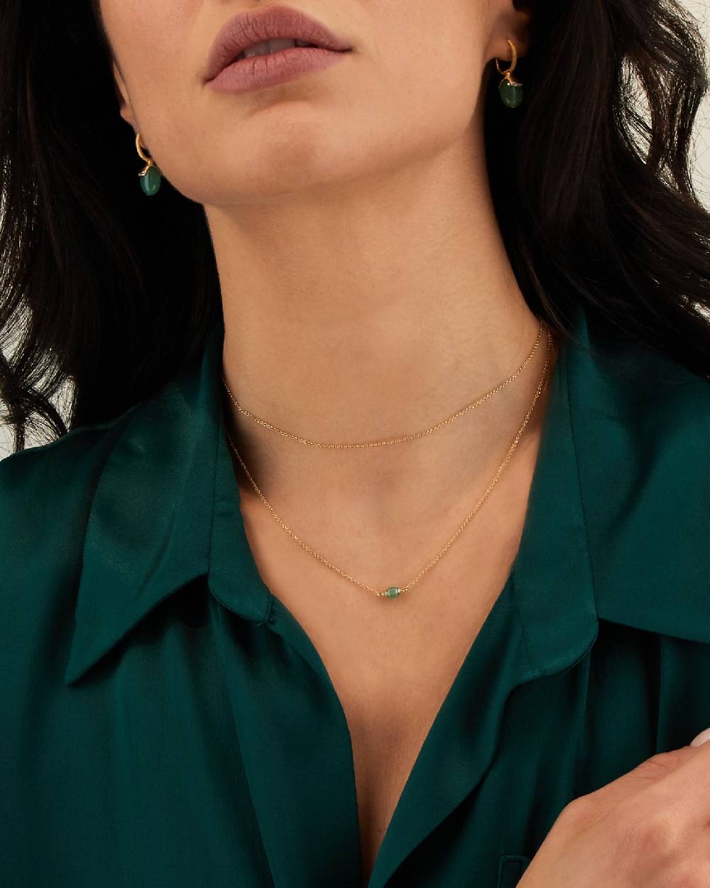 Nanis Collana "AMAZZONIA" in oro e avventurina verde (lunga) – Nanis Italian Jewels Promozione Limitata