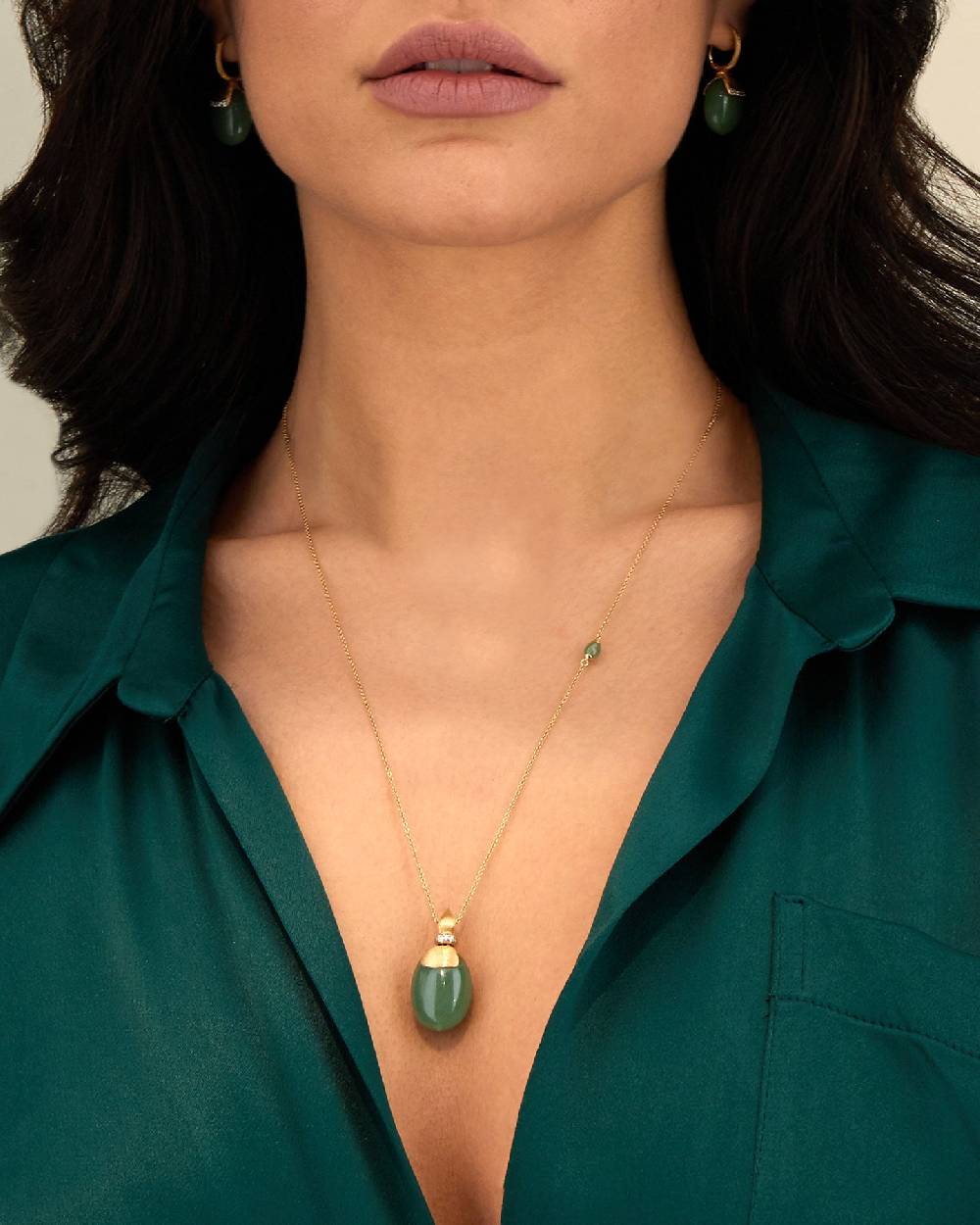 Nanis Collana "AMAZZONIA" in oro e avventurina verde (lunga) – Nanis Italian Jewels Promozione Limitata