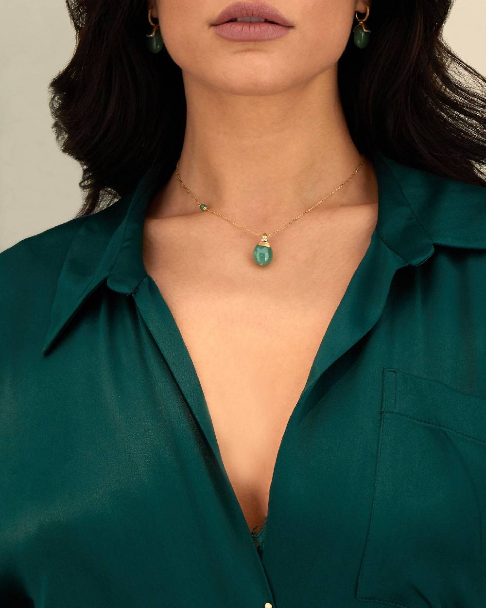 Nanis Collana "AMAZZONIA" in oro e avventurina verde (corta) – Nanis Italian Jewels Shopping Online