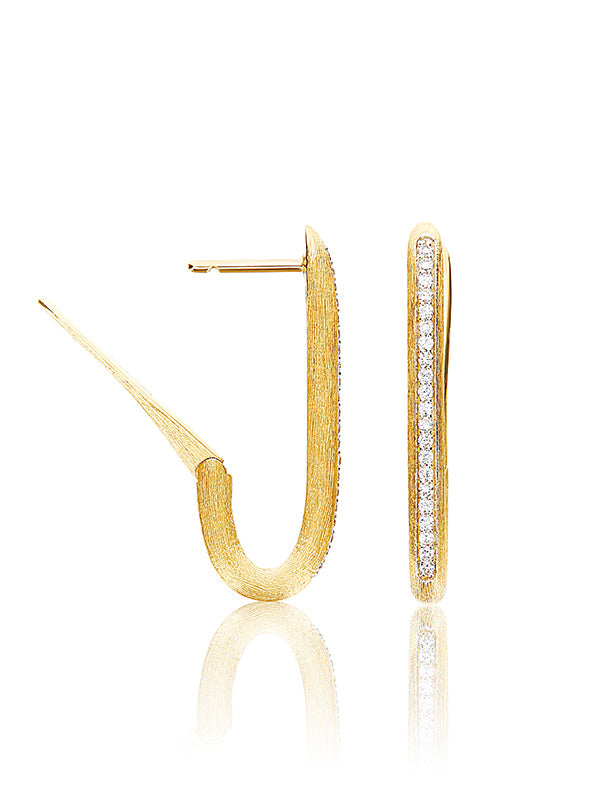 Nanis Orecchini a cerchio "LIBERA" squadrati medi in oro e diamanti – Nanis Italian Jewels Sconto