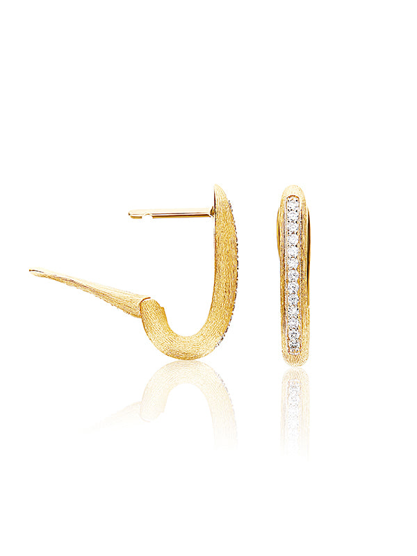 Nanis Orecchini a cerchio "LIBERA" squadrati piccoli in oro e diamanti – Nanis Italian Jewels Offerta