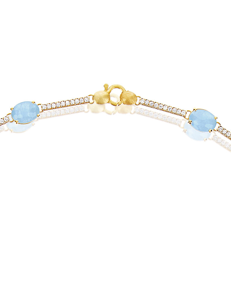 Nanis Collana girocollo "ARIA" in oro, acquamarina e barrette di diamanti – Nanis Italian Jewels In Linea