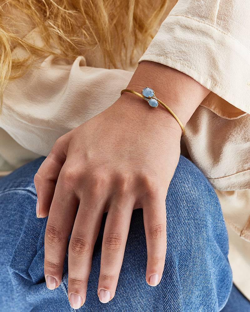 Nanis Bracciale a schiava "IPANEMA" in oro, acquamarina e diamanti – Nanis Italian Jewels Qualità