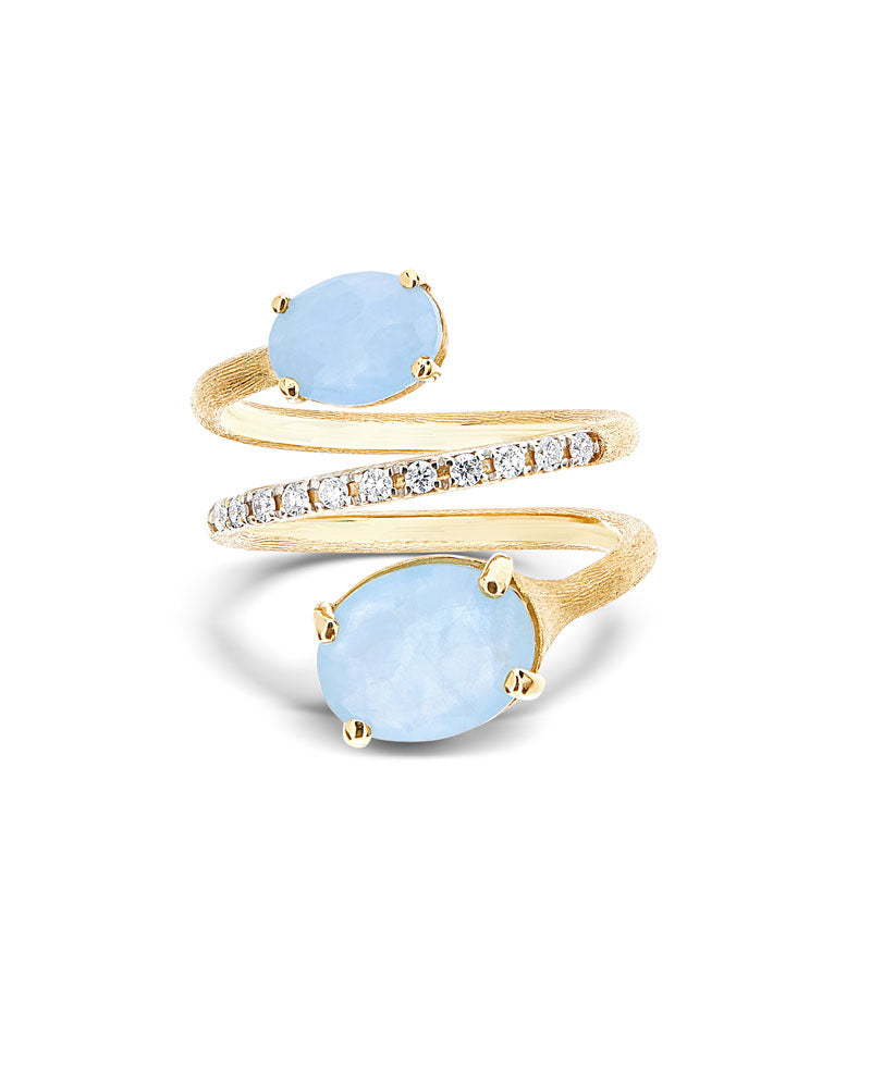 Nanis Anello contrariè "IPANEMA" in oro, acquamarina e diamanti – Nanis Italian Jewels Vendita
