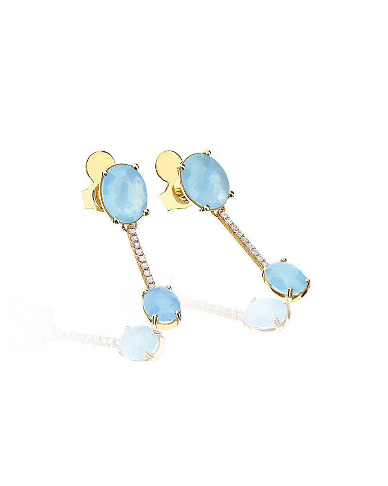 Nanis Orecchini "IPANEMA" in oro, acquamarina e barrette di diamanti – Nanis Italian Jewels Spedizione Gratuita