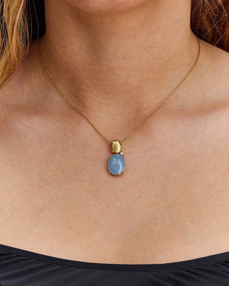 Nanis Collana "IPANEMA" con boule pendente in oro, acquamarina e dettaglio d – Nanis Italian Jewels Pezzi Unici