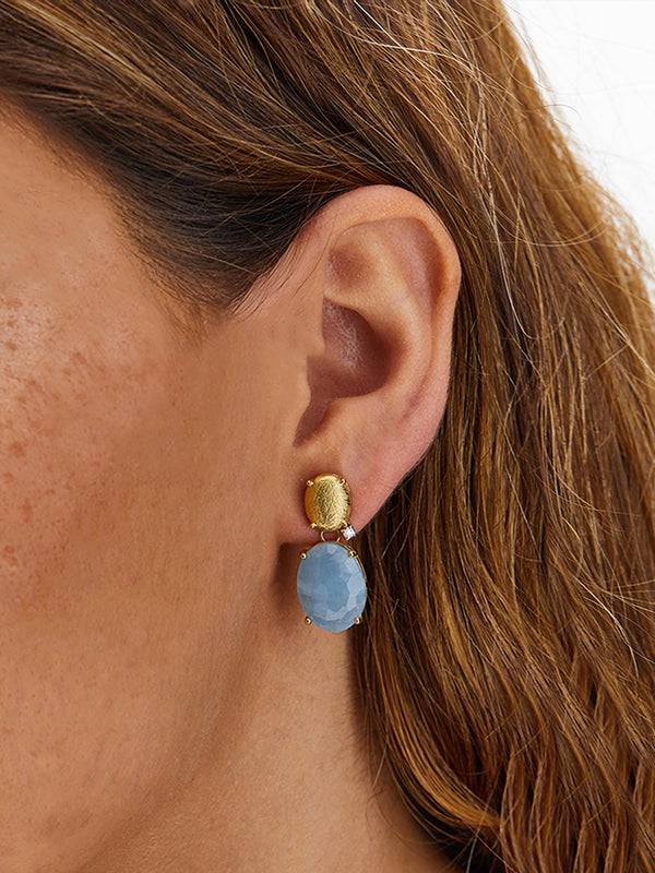 Nanis Orecchini "IPANEMA" con boules in oro, acquamarina e dettaglio di diam – Nanis Italian Jewels Soddisfazione Garantita