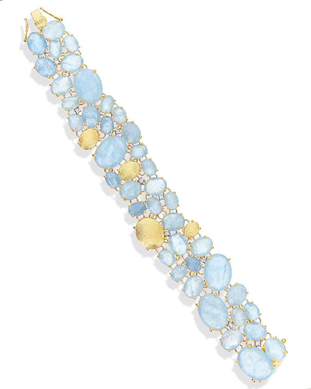 Nanis Bracciale "IPANEMA" a fascia in oro, acquamarina e diamanti – Nanis Italian Jewels Promozione Limitata