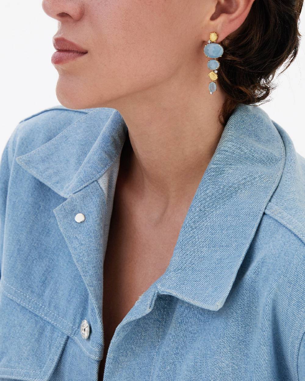 Nanis Orecchini "IPANEMA" pendenti in oro, acquamarina e diamanti – Nanis Italian Jewels Fino Al -60%