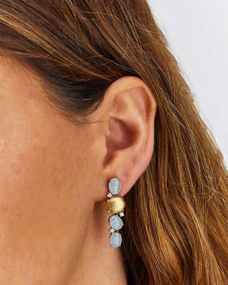 Nanis Orecchini "IPANEMA" pendenti in oro, acquamarina e dettagli di diamant – Nanis Italian Jewels Shopping Online