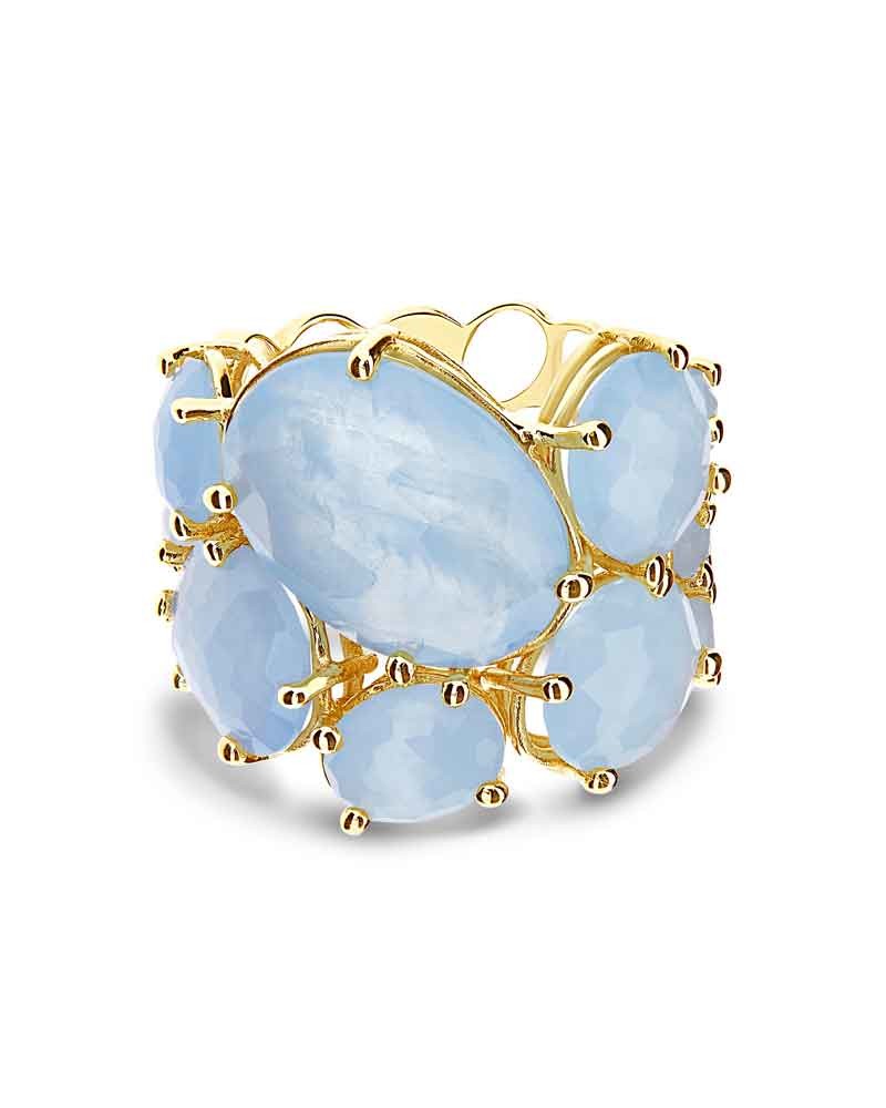 Nanis Anello "IPANEMA" a fascia in oro e acquamarina – Nanis Italian Jewels Affare Del Giorno