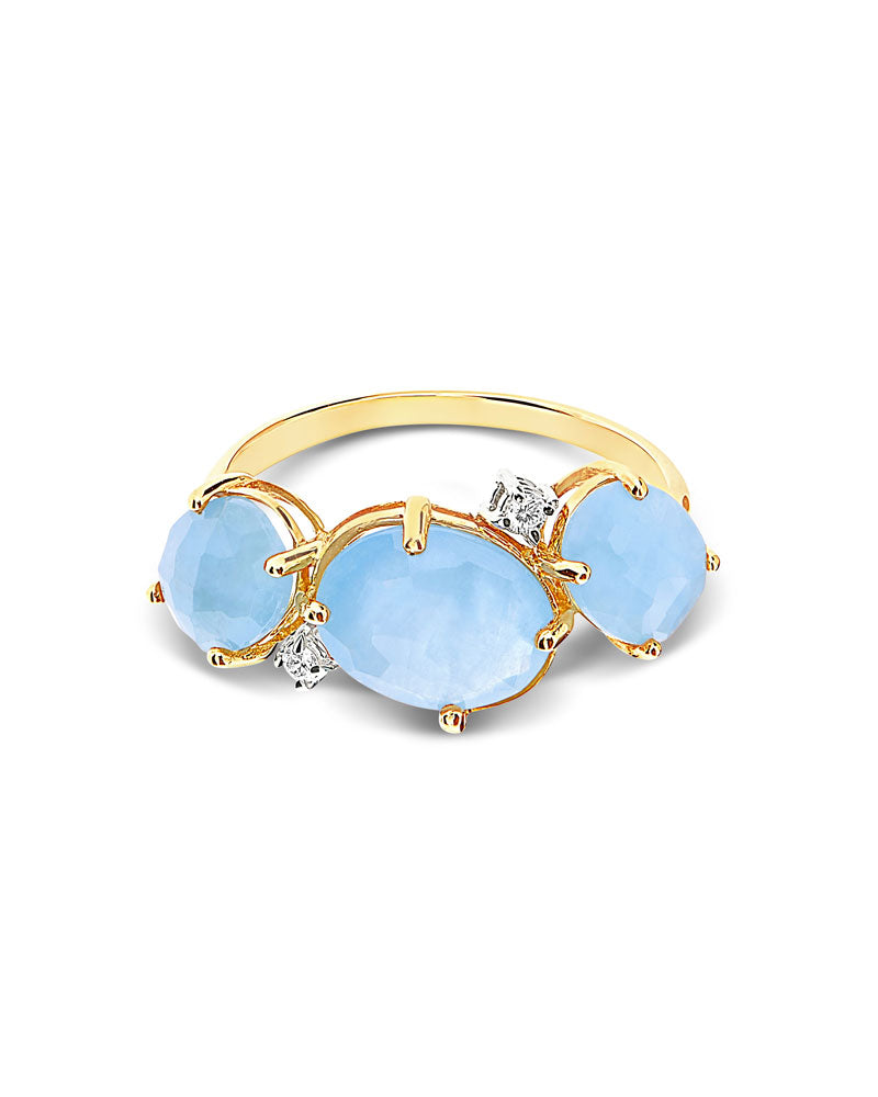 Nanis Anello "IPANEMA" in oro, acquamarina e dettagli di diamanti – Nanis Italian Jewels Prezzo Ridotto