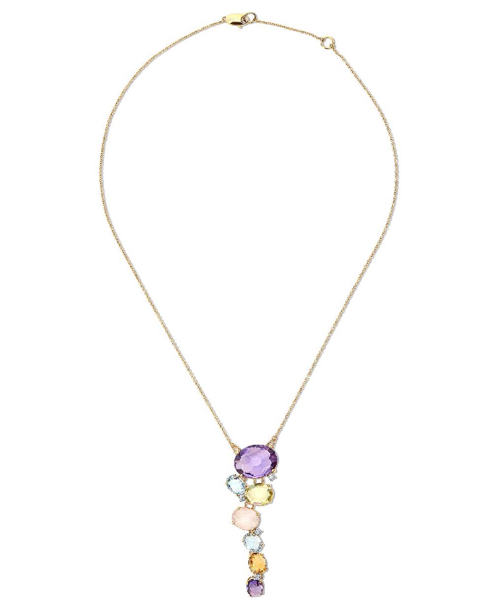 Nanis Collana "IPANEMA"con pendente in oro, ametista, topazio blu, quarzo e – Nanis Italian Jewels Convenienza