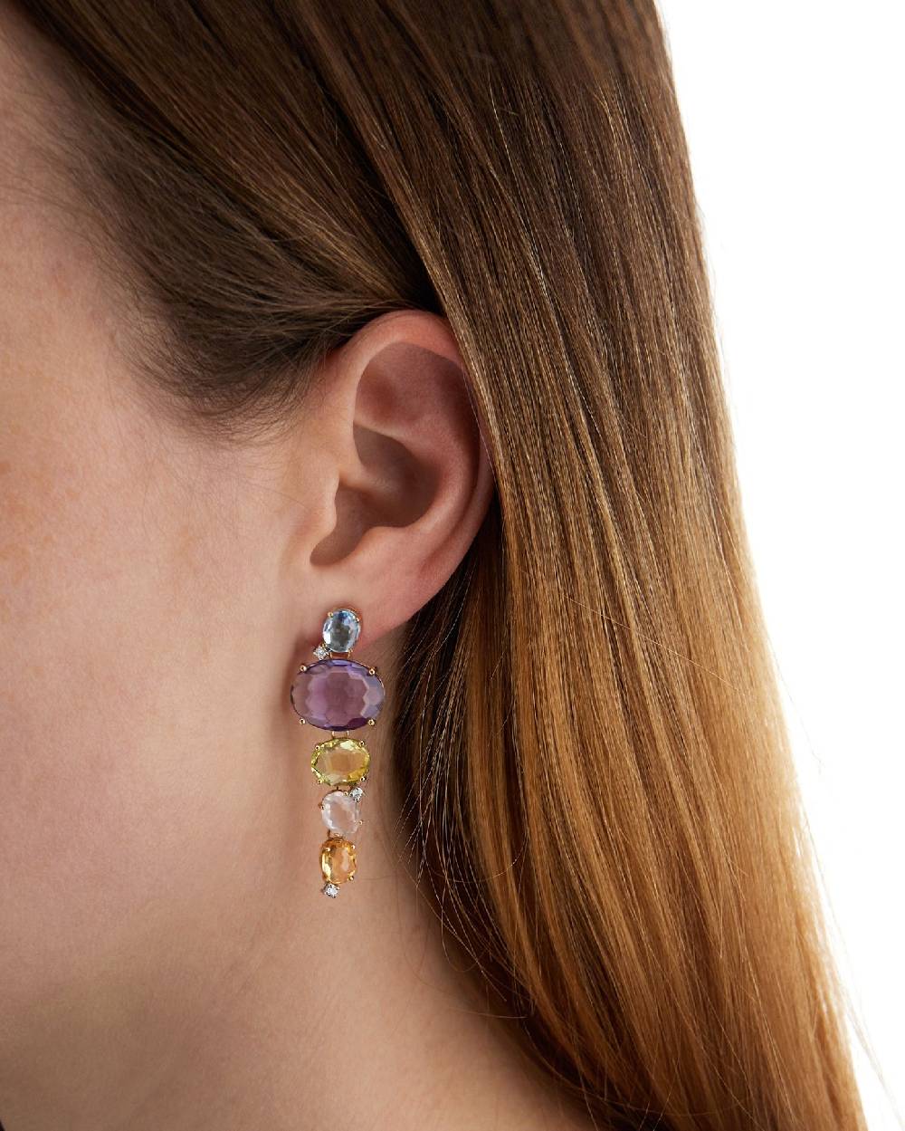 Nanis Orecchini "IPANEMA"pendenti in oro, ametista, topazio blu, quarzo e di – Nanis Italian Jewels Novità