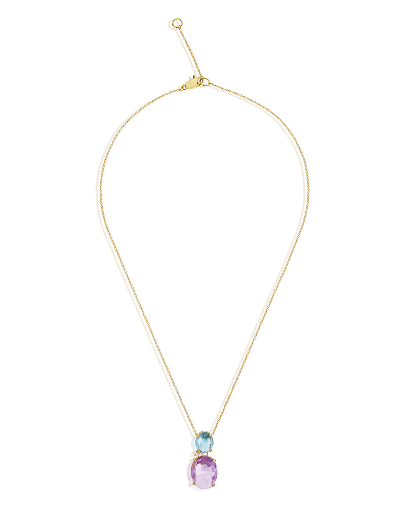 Nanis Collana "IPANEMA" in oro, ametista, topazio blu e dettaglio di diamant – Nanis Italian Jewels Online