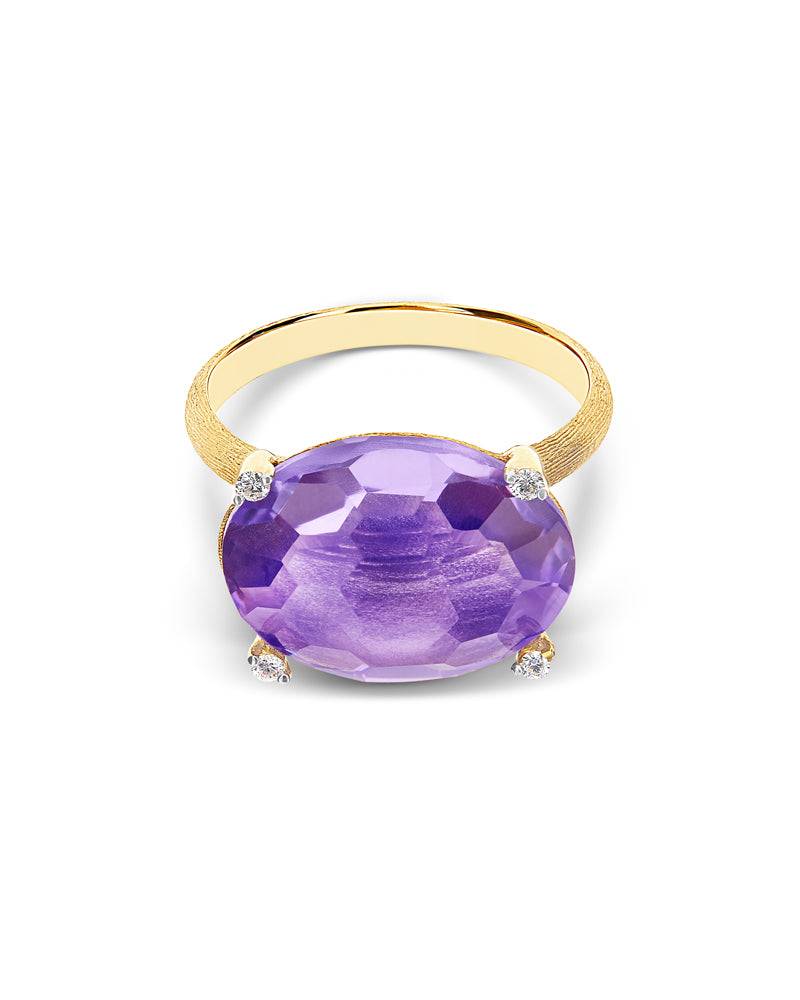 Nanis Anello "IPANEMA" in oro, ametista e dettagli di diamanti – Nanis Italian Jewels In Vendita