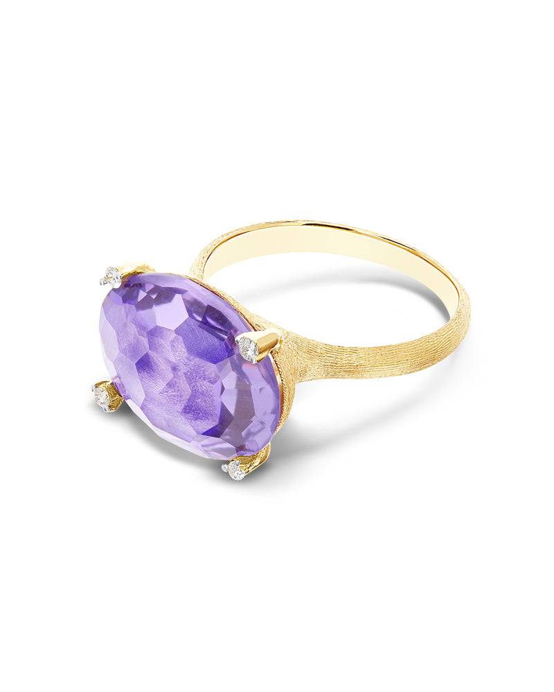 Nanis Anello "IPANEMA" in oro, ametista e dettagli di diamanti – Nanis Italian Jewels In Vendita