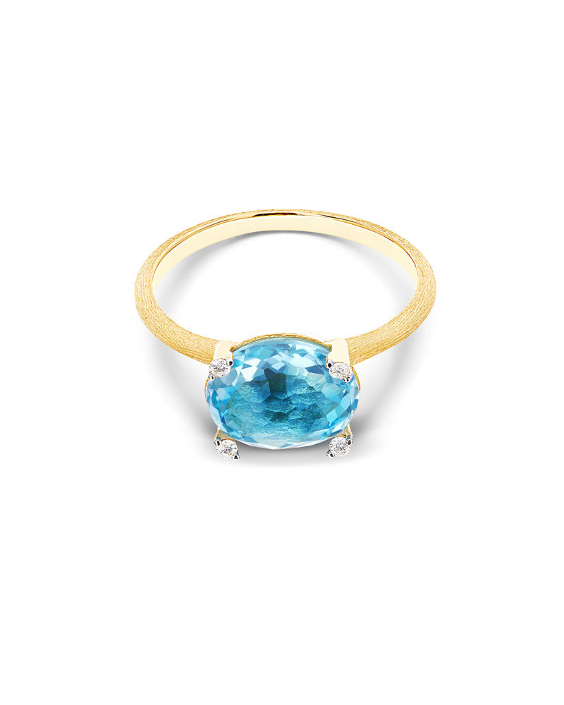 Nanis Anello "IPANEMA" in oro, topazio blu e dettagli di diamanti – Nanis Italian Jewels Saldi