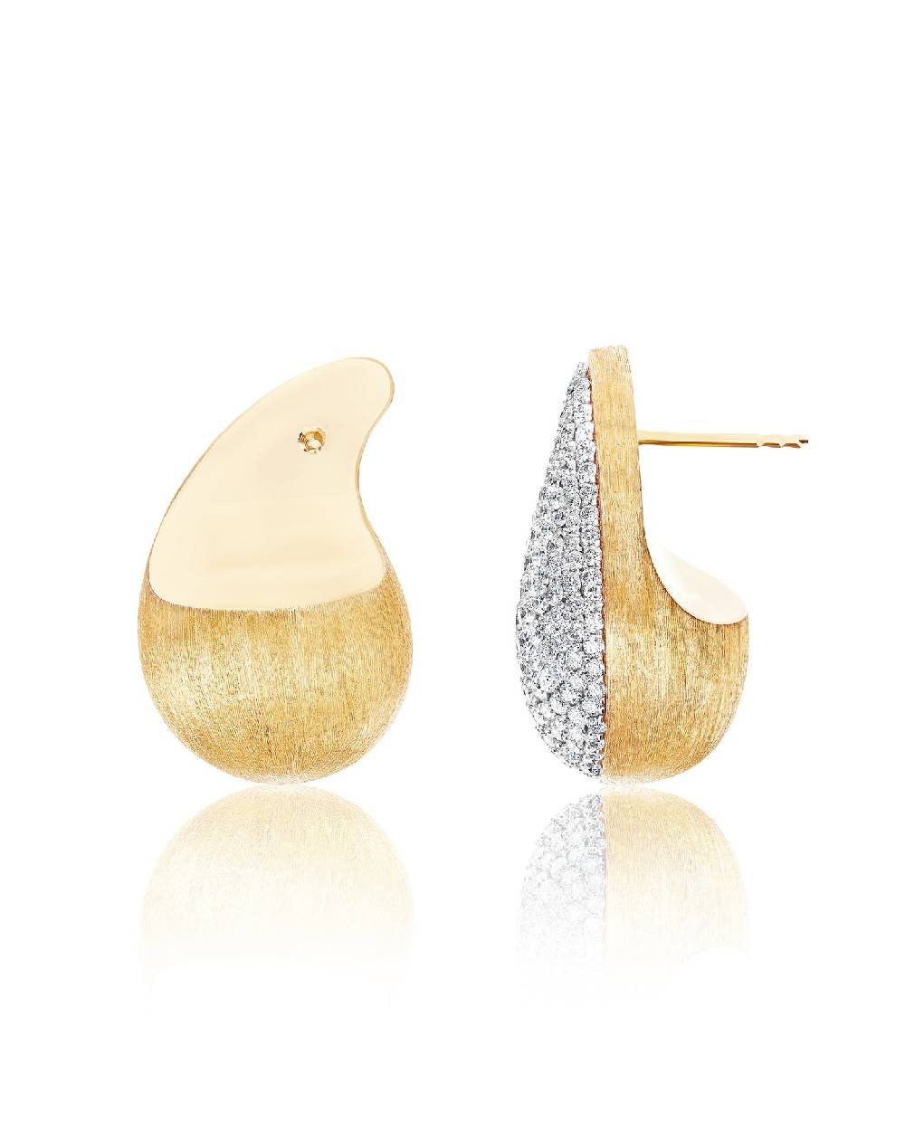 Nanis Orecchini a lobo "CASHMERE" in oro e diamanti – Nanis Italian Jewels Nuovo