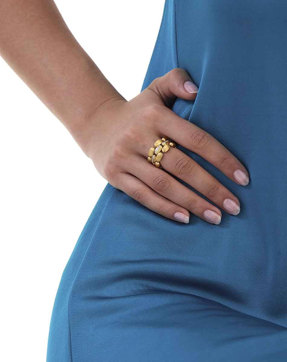 Nanis Anello “Diva” a tripla fascia in oro e diamanti – Nanis Italian Jewels Pezzi Unici