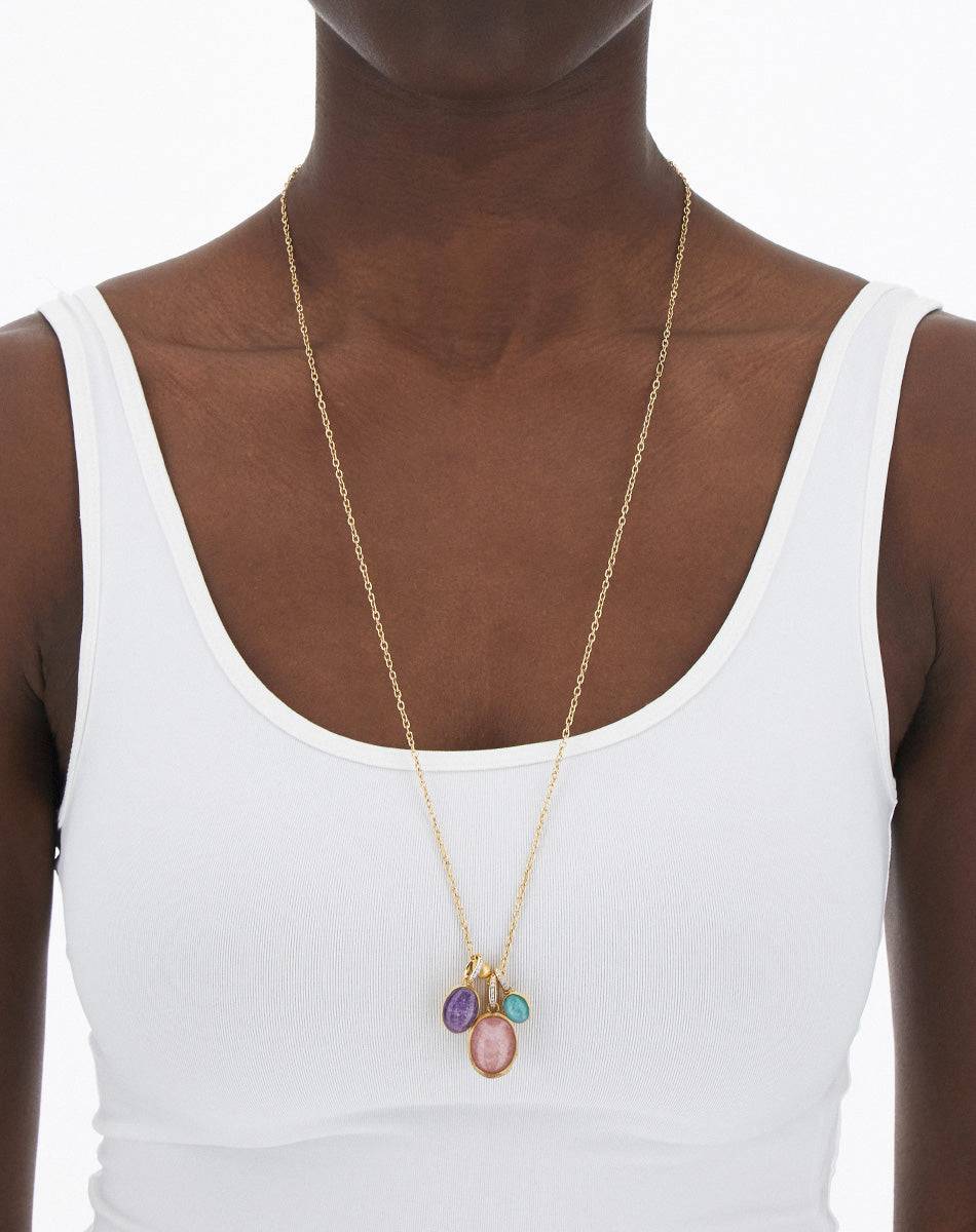 Nanis collana a catena con charms pendenti "boules" in oro inciso, diamanti – Nanis Italian Jewels Outlet