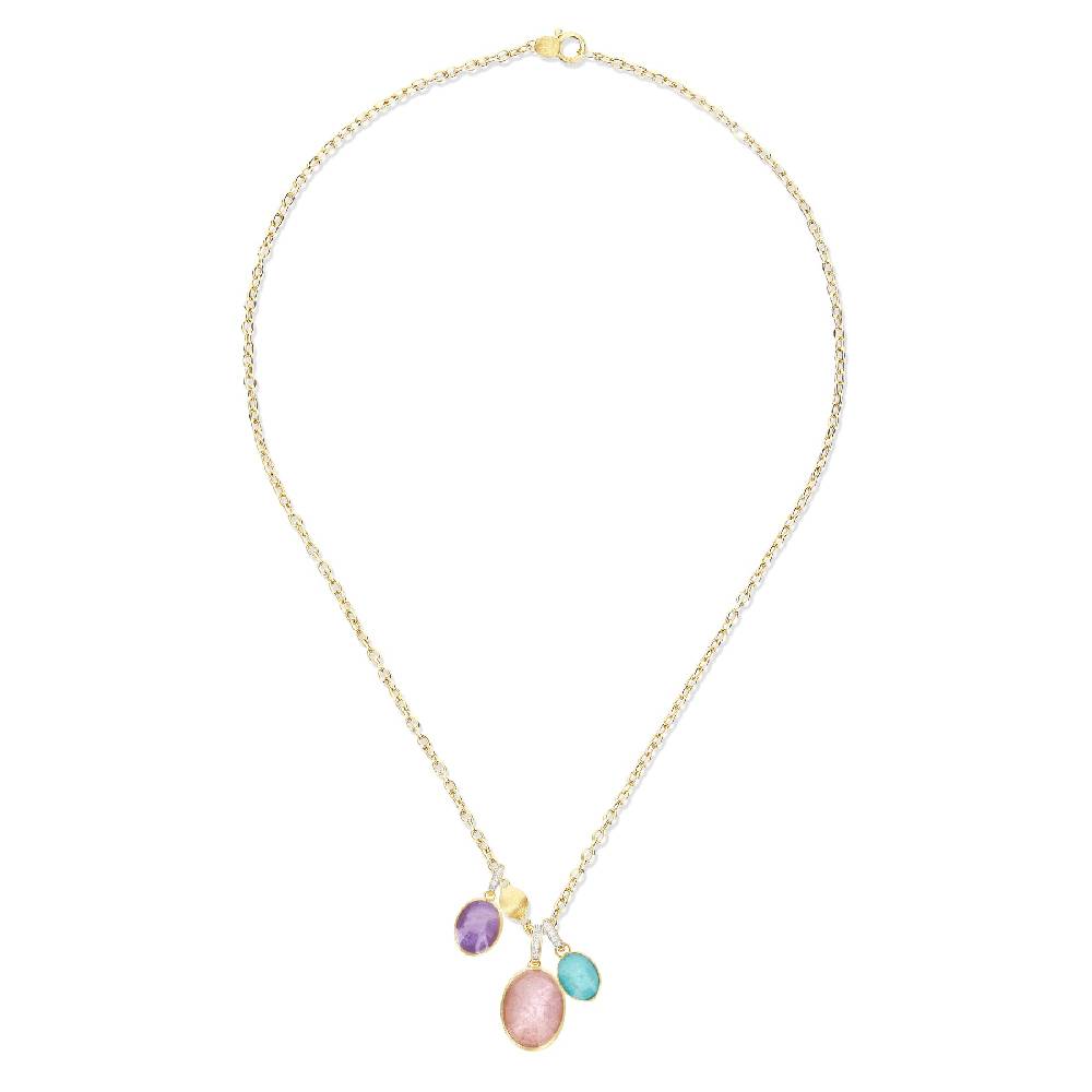 Nanis collana a catena con charms pendenti "boules" in oro inciso, diamanti – Nanis Italian Jewels Outlet