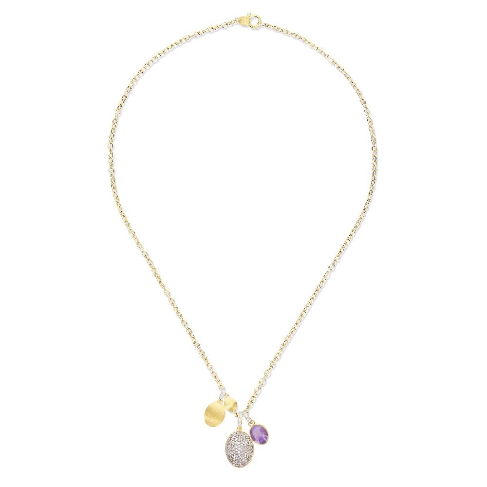 Nanis collana a catena con charms pendenti "boules" in oro inciso, diamanti – Nanis Italian Jewels In Vendita
