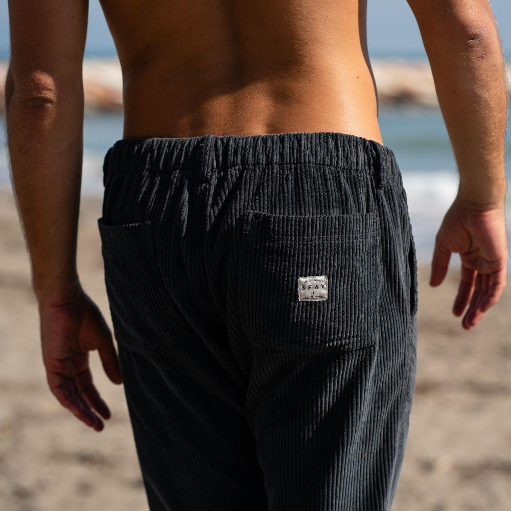 Seay / Pantalone Lungo Velluto Nero Delavé Presa