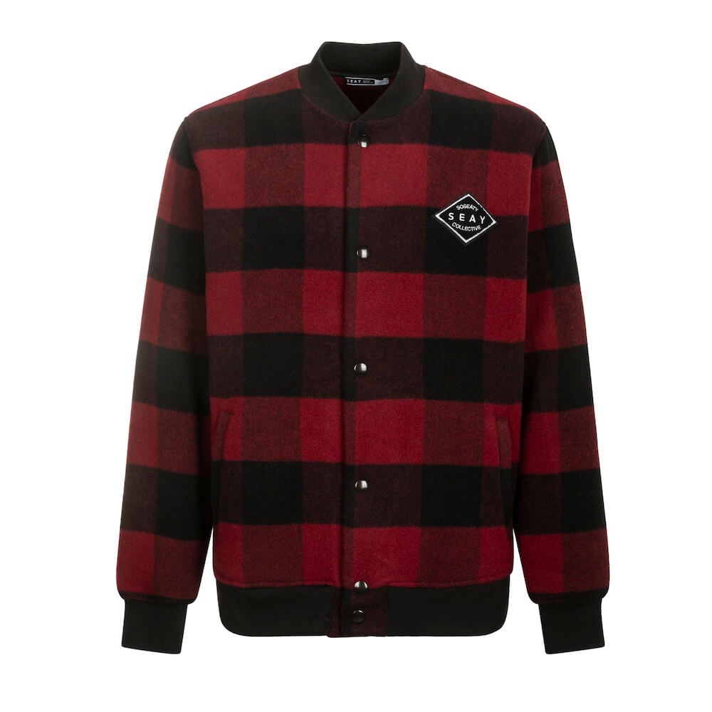 Seay / Giacca Varsity Quadri Rosso Nero Saldi