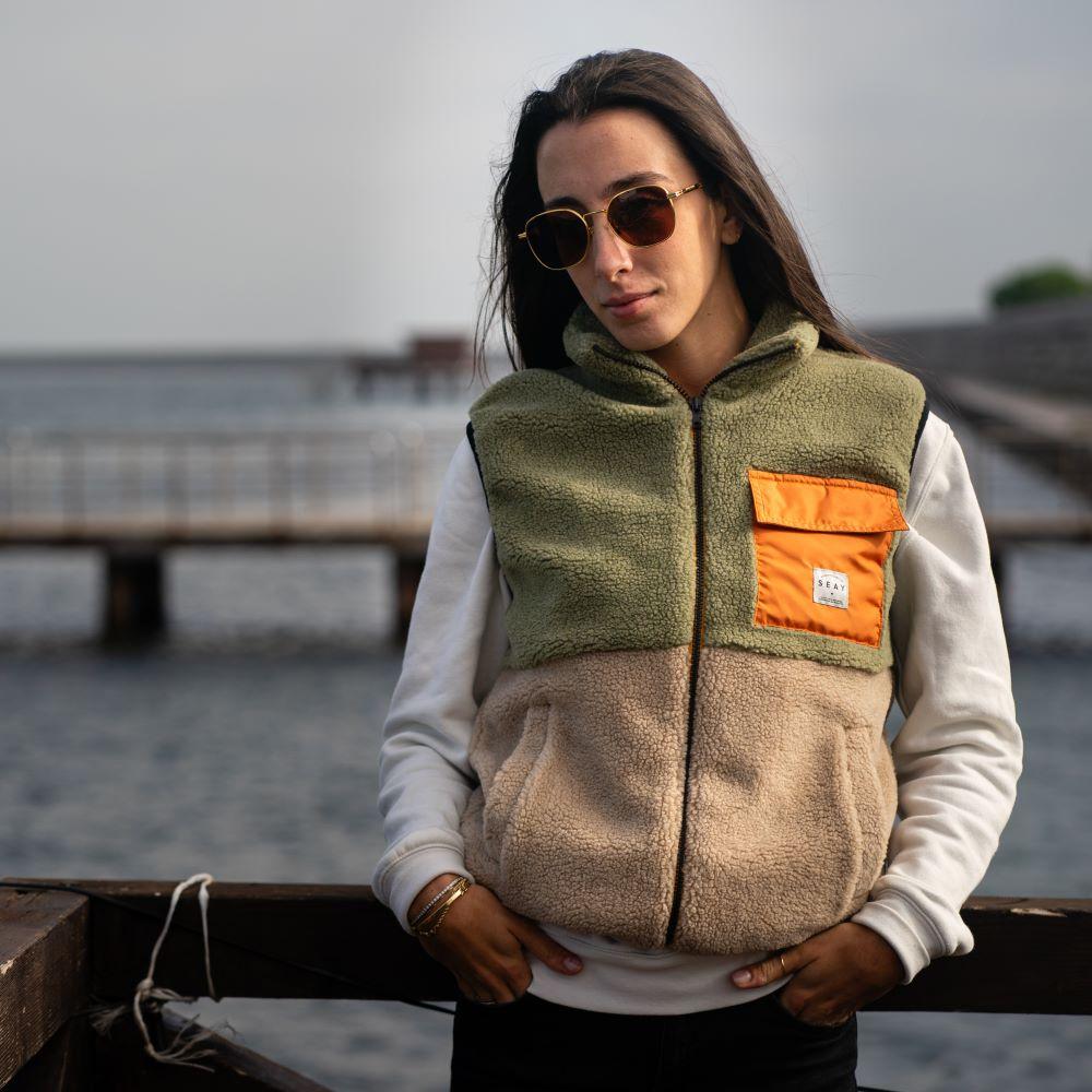 Seay / Gilet Teddy Verde Menta & Natural 2025