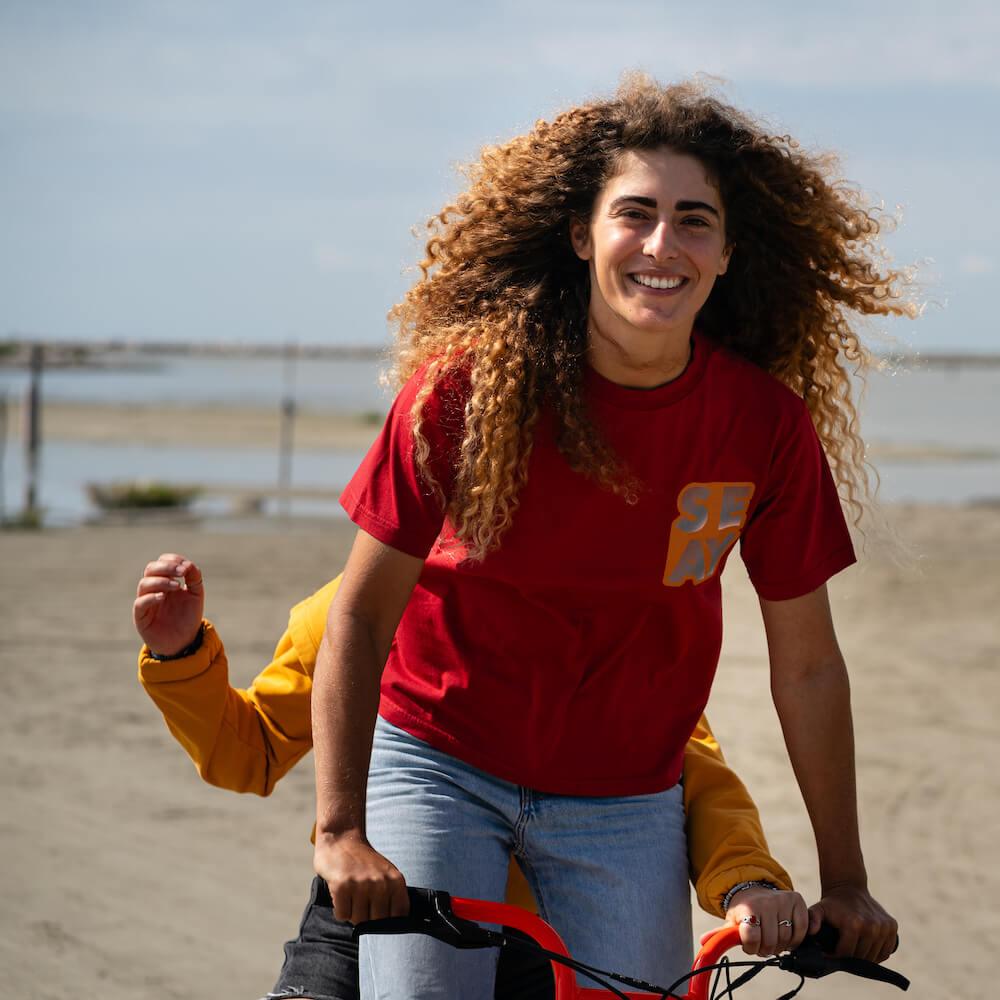 Seay / T-Shirt Loose Fit Rossa Consegna Veloce