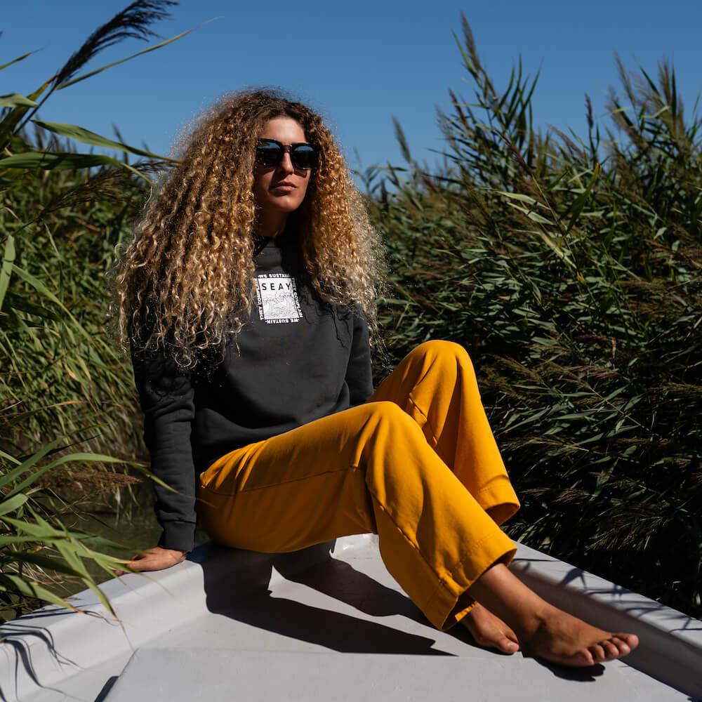 Seay / Pantalone Lungo Cargo in Felpa Ocra Lizard Promozione Limitata