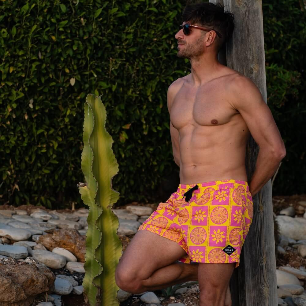 Seay / Costume da Bagno Corto Rosa Giallo Symbols Sconto