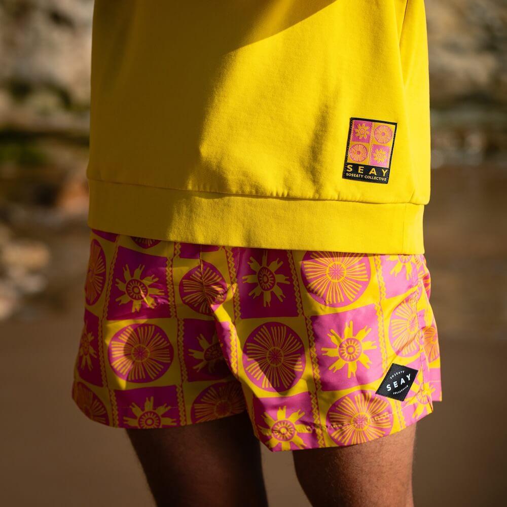 Seay / Costume da Bagno Corto Rosa Giallo Symbols Sconto