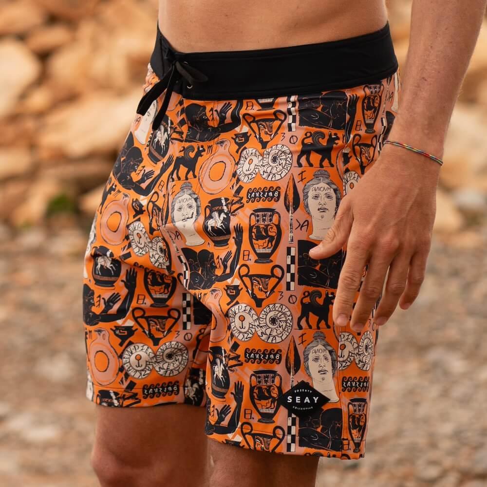 Seay / Boardshort Arancione Stampa Etrusca by Hazkj Online