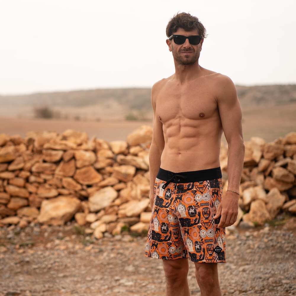 Seay / Boardshort Arancione Stampa Etrusca by Hazkj Online