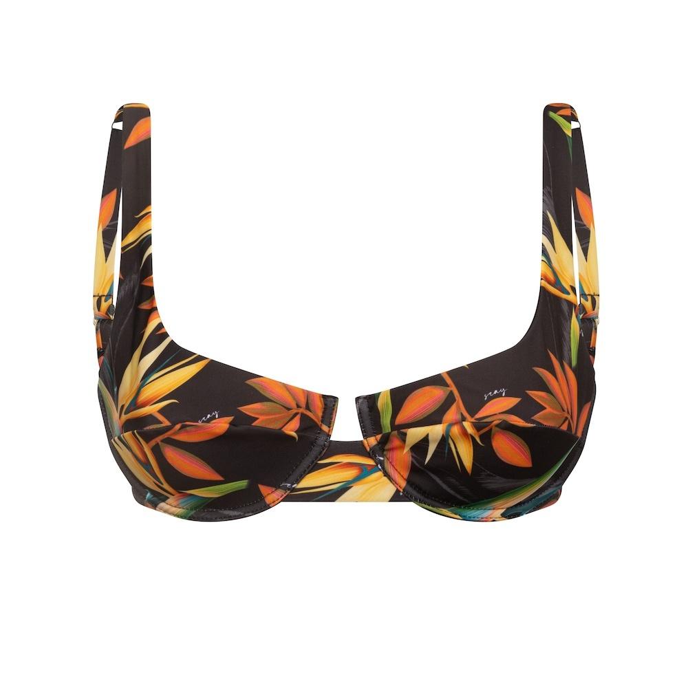 Seay / Top Bikini con Ferretto Nero Bird of Paradise Nuova