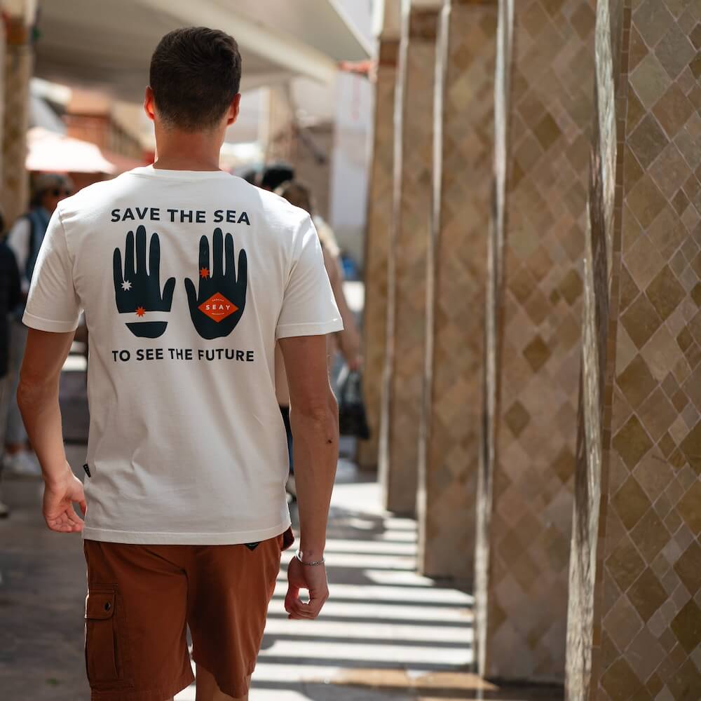 Seay / T-Shirt Bianca Save the Sea Spedizione Gratuita