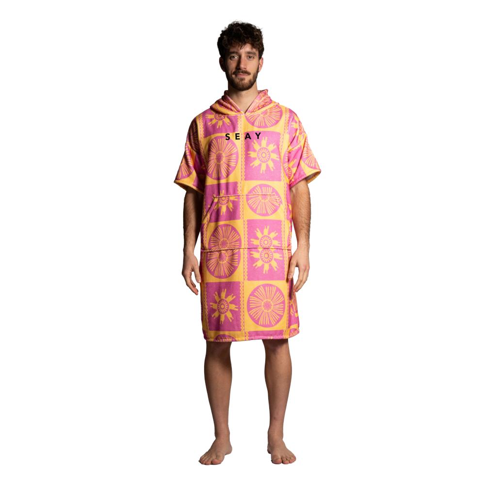 Seay / After Session Poncho Rosa Giallo Symbols Grande vendita