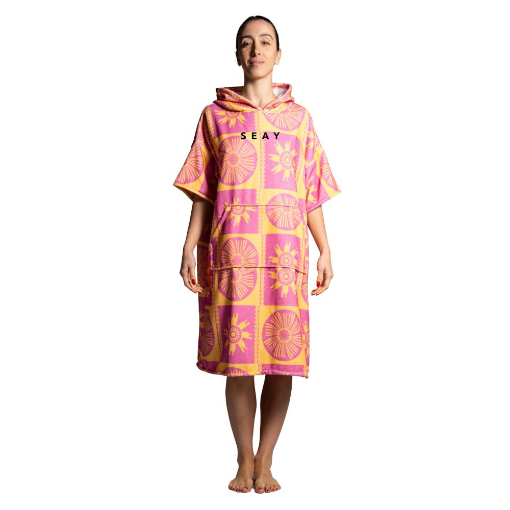 Seay / After Session Poncho Rosa Giallo Symbols Grande vendita