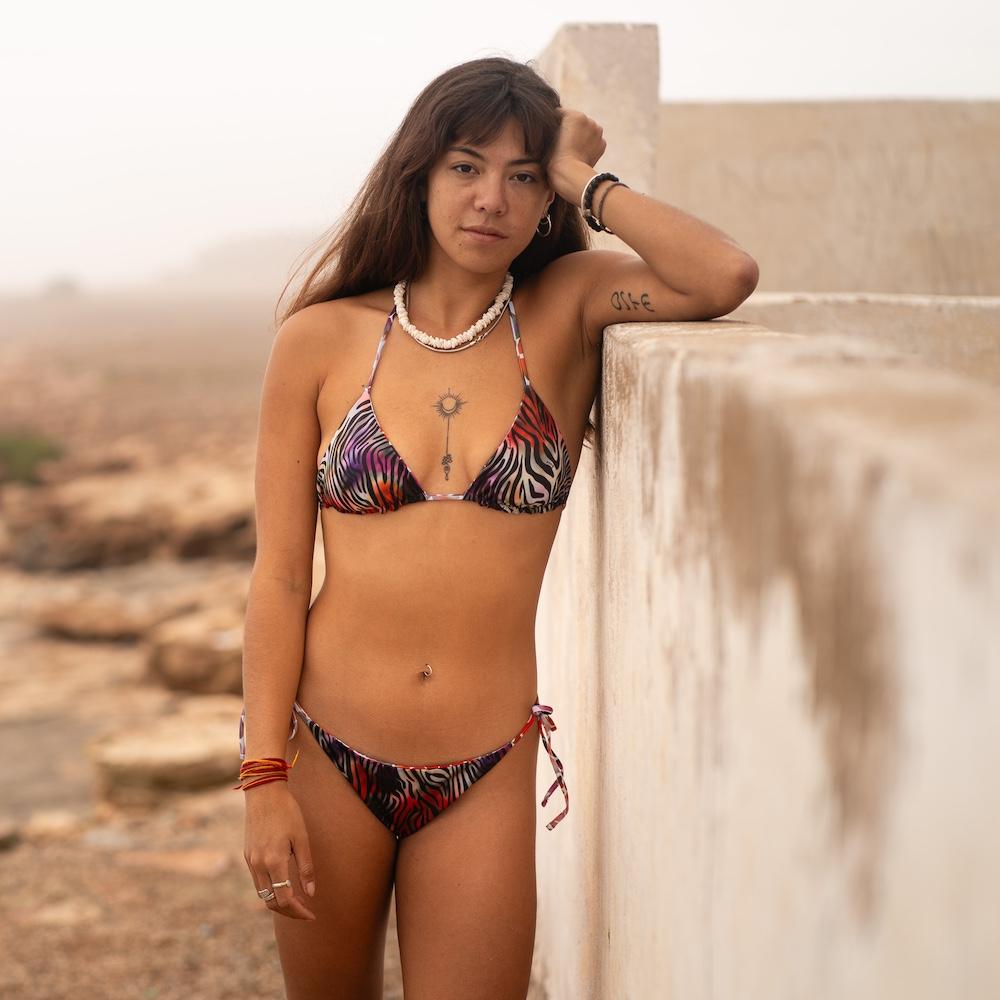 Seay / Triangolo Bikini Reversibile Nero Zebra & Giraffa Affare Del Giorno