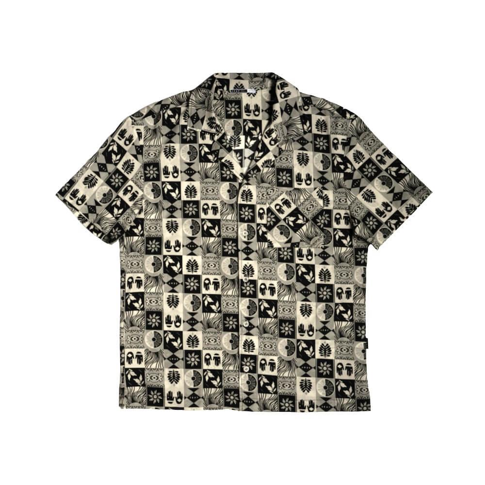 Seay / Camicia Hawaiana Grigia Nera Symbols Saldi Di Fabbrica