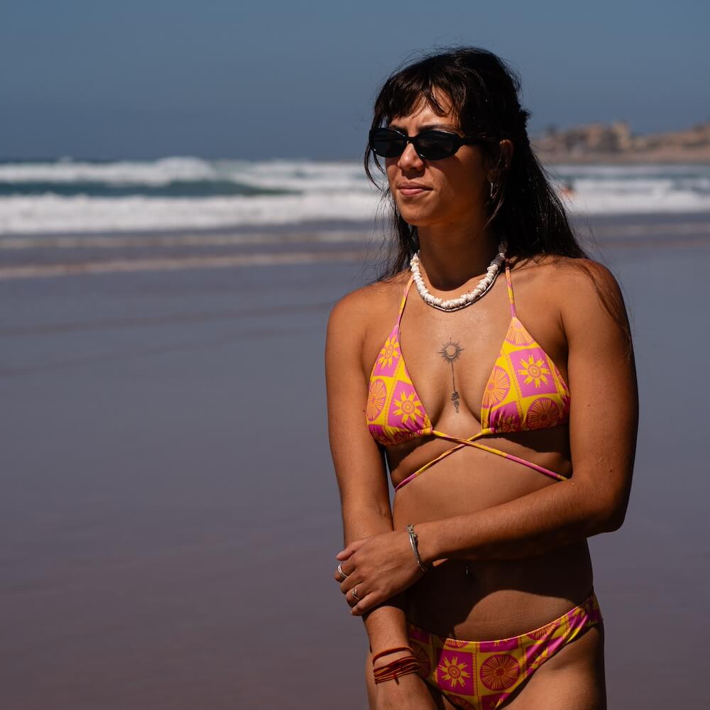 Seay / Slip Bikini Brasiliano Rosa Giallo Symbols Sconto
